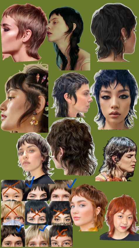 Pixie combo mullet shag hairstyle Slicked Back Mullet Woman, Shag Mullet Wavy Hair, Y2k Mullet, Fairy Mullet, Lady Mullet, Pixie Fringe, Queer Mullet, Dream Haircut, Soft Masc