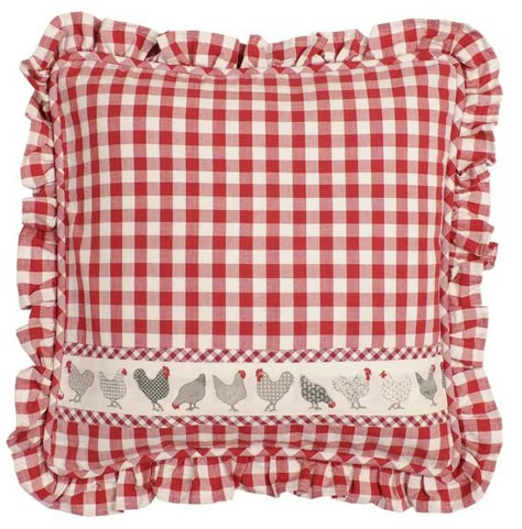 Line Art Flowers, Cushion Embroidery, Checked Cushions, Shabby Chic Pillows, Cute Cushions, Sewing Cushions, Red And White Gingham, Flat Decor, Cross Stitch Fonts