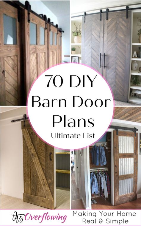 These ultimate free list of 70 DIY barn door ideas and plans will help you decide about the door you want in your home. #door #diyprojects #diycrafts #diyideas #woodworkingprojects #diy Barn Door Plans, Build A Barn Door, Diy Barn Door Plans, Bicycle Wheel Wreath, Barn Door Baby Gate, Door Plans, Barn Door Projects, Wheel Wreath, Barn Door Pantry