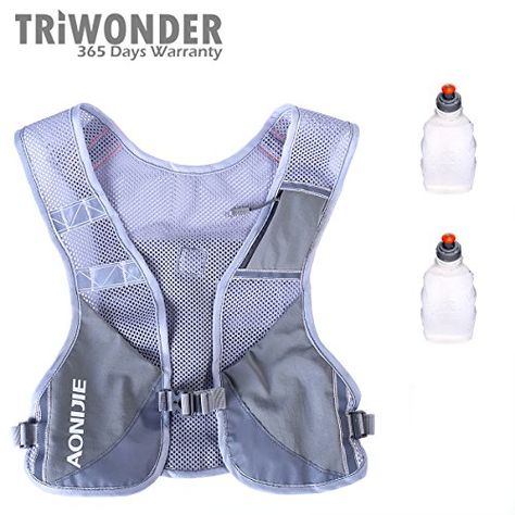 Triwonder Marathoner Race Hydration Vest Hydration Pack Backpack with 2 Water Bottles Grey ** Be sure to check out this awesome product. Running Backpack, Water Backpack, Run Cycle, Fishing Jacket, Cycling Backpack, Hydration Backpack, Reflective Vest, Lightweight Vest, Rucksack Bag