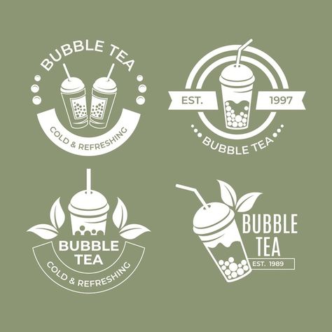 Bubble tea logo collection | Free Vector #Freepik #freevector #logo #food #tea #bubble Logo Tra Sua, Boba Tea Branding, Boba Tea Logo, Bubble Tea Logo, Label Minuman, Boba Logo, Bubble Tea Flavors, Juice Logo, Tea Illustration