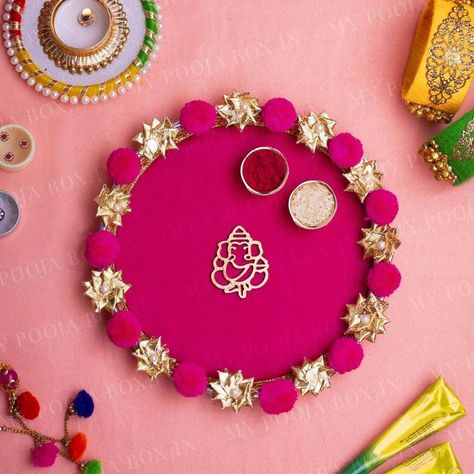 Diwali Home Decoration, Diwali Home Decor, Arti Thali Decoration, Laxmi Ganesh, Thali Decoration, Thali Decoration Ideas, Diy Floral Decor, Diwali Decorations At Home, Pooja Thali