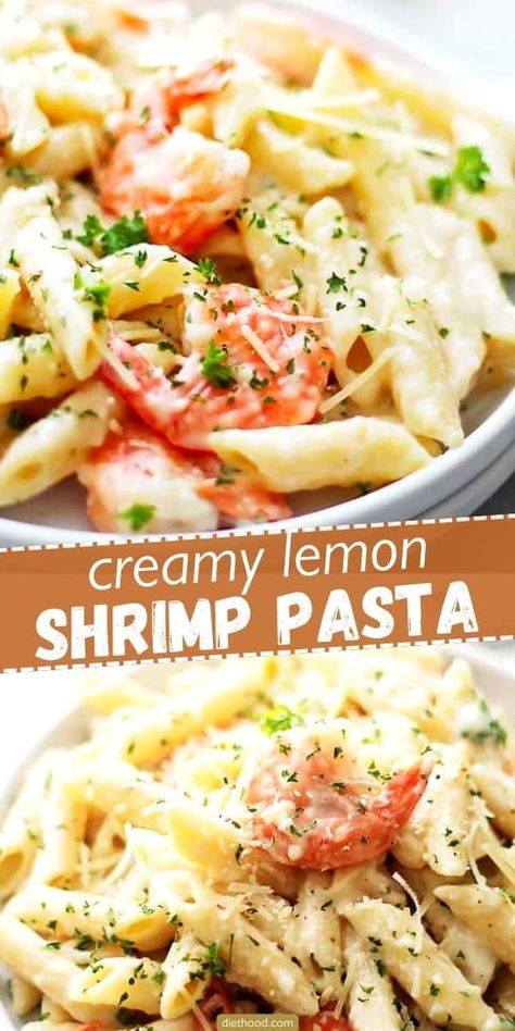 Creamy Lemon Shrimp Pasta is a delightful blend of shrimp and pasta in a cheesy, creamy lemon sauce that you can whip up in just 30 minutes, from beginning to end! Creamy Lemon Shrimp, Lemon Shrimp Pasta, Cheesy Shrimp, Shrimp And Pasta, Pasta Shrimp, Lemon Garlic Shrimp Pasta, Creamy Shrimp Pasta, Recipes Rice, Lemon Shrimp