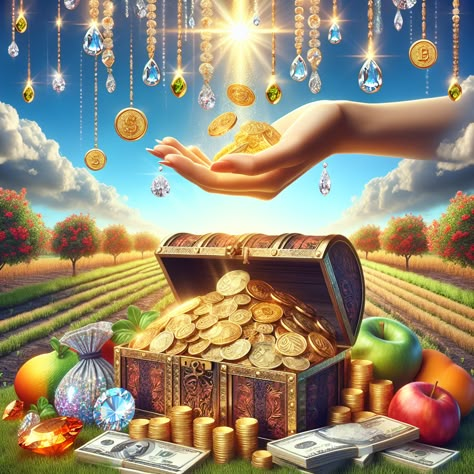 Unveil your prosperity with our AI-generated image of wealth manifestation - a scene of escalating affluence, with handfuls of gems and coins descending from a golden sun into an outstretched palm, amidst nature's lush hues. Learn more here. #WealthManifestation #AbundanceArtwork #ProsperityVisualization #AIgenerated #LawOfAttractionArt #RichesImagery Happy Birthday Messages Friend, Abundance Aesthetic, Virgo Sign Tattoo, Abundance Images, Black Architecture, Money Abundance, Angel Tarot Cards, Lucky Wallpaper, Wealth Manifestation