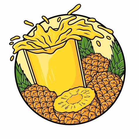 Splash glass pineapple juice vector isol... | Premium Vector #Freepik #vector #background Pineapple Beer, Scary Text, Juice Menu, Pineapple Drinks, Cartoon Body, Fresh Smoothies, Retro Text, Food Cartoon, Cartoon Photo