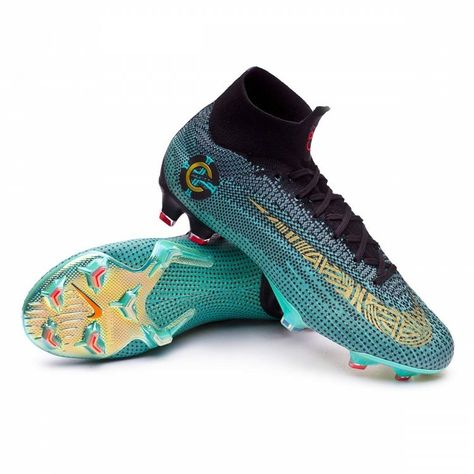 ZAPATOS DE FÚTBOL NIKE MERCURIAL SUPERFLY VI ELITE CR7 FG Clear jade-Metallic vivid gold-Black. Bayer Munich, Fortnite Thumbnail, Cool Dirt Bikes, Nike Boots, Soccer Boots, Shoe Design Sketches, Nike Mercurial, Football Pictures, Nike Air Max Plus