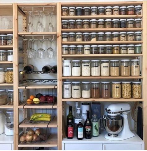 20  Clever Pantry Organization Ideas Ikea Pantry, Pantry Organization Ideas, Organized Pantry, Pantry Organisation, Small Space Interior Design, Ikea Ivar, Kitchen Organization Pantry, Kitchen Pantry Design, Boot Room