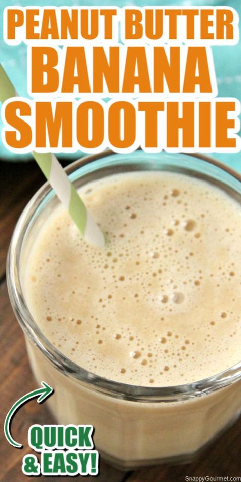 peanut butter banana smoothie in glass Peanut Banana Smoothie, Peanut Butter Banana Smoothie Recipe, Peanutbutter Smoothie Recipes, Smoothie Breakfast, Peanut Butter Banana Smoothie, Sweet Smoothies, Homemade Smoothies, Chocolate Peanut Butter Pie, Beverage Bar