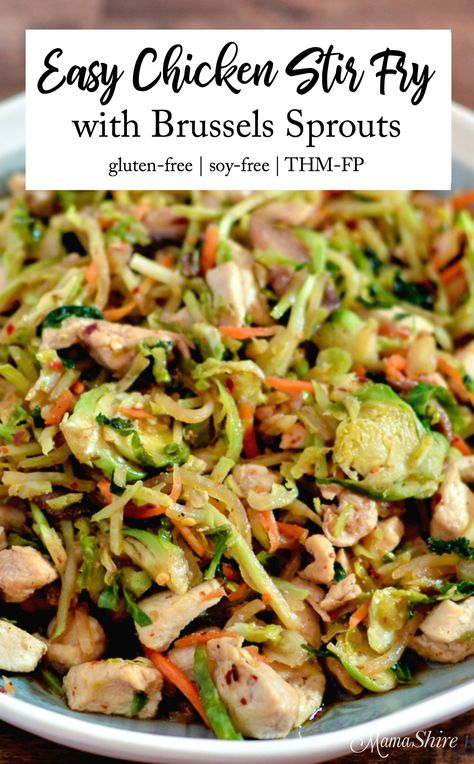 Easy Chicken Stir Fry - Quick and easy skillet dinner. Gluten-free, Dairy-free, Trim Healthy Mama #stirfry #healthyrecipe #glutenfree #soyfree #trimhealthymama Gf Chicken Stir Fry, Chicken Stirfry Healthy Low Carb, Trim Healthy Mama Recipes Dinner Chicken, Healthy Chicken Stir Fry With Noodles, Stir Fry Brussel Sprouts, Paleo Chicken Stir Fry, Aip Chicken Stir Fry, Trim Healthy Mama Salads, Trim Healthy Mama Dinner