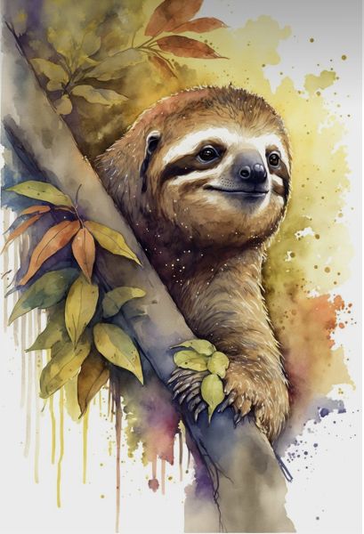 Sloth Watercolor, A Sloth, Soft Colors, Sloth, Nature Lover, Watercolor Painting, Watercolor Art, Living Room Bedroom, Room Bedroom