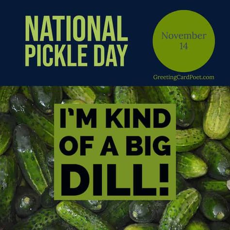 National Pickle Day is November 14. Check out these Captions, Quotes, and Jokes For You To Relish. #pickleday #pickles National Pickle Day Activities, Cucumber Quotes, Growing Pickles, National Pickle Day, Pickle Day, Funny Tongue Twisters, National Celebration Days, Day Captions, Sour Pickles