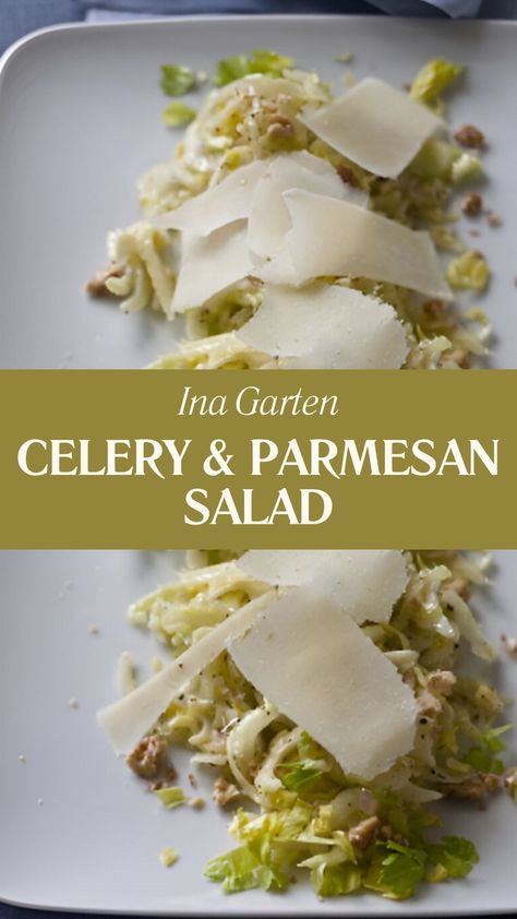 Ina Garten Celery & Parmesan Salad Ina Garden Celery Salad, Viral Celery Salad, Celery Parmesan Salad, Hotel Citadel Celery Salad, Celery Side Dish, Celery Salad Recipes, Shred Diet, Super Salad, Parmesan Salad