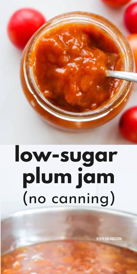 Low Sugar Plum Jam Recipe, Plum Freezer Jam, Sugar Plum Jam, Canning Easy, Sugar Plum Recipes, Plum Jam Recipe, Pectin Recipes, Plum Jam Recipes, Low Sugar Jam