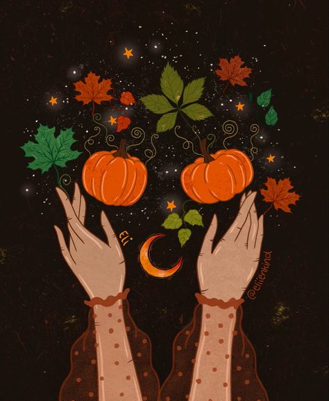 Samhain Aesthetic Wallpaper, September Witch, Samhain Aesthetic, Cottagecore Crafts, Autumn Witch, Spirit Art, Autumn Magic, Spirited Art, Fantasy Paintings