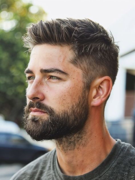 Short Textured Quiff Men's Hairstyle, Messy Undercut Men, Japanese Men Hairstyle Short, Short Hair Mens Hairstyles, Fade With Straight Hair, Short Mens Haircut With Beard, High Fade Mens Haircut, Men’s Fade, Mens Textured Hairstyles