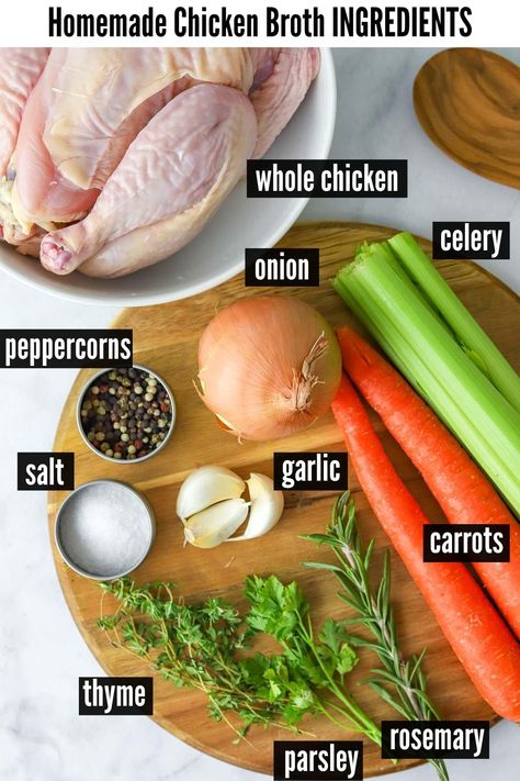 Homemade Chicken Broth From Whole Chicken, Homemade Chicken Broth Crockpot, Chicken Broth Canning Recipes, Homemade Chicken Broth Recipes, Chicken Broth With Whole Chicken, Whole Chicken Broth Recipes, How To Make Homemade Chicken Broth, Meals With Chicken Stock, Chicken Broth From Scratch