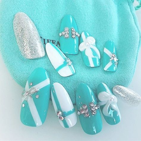 Tiffany And Co Nail Designs, Tiffany And Co Nails, Tiffany Blue Nails, Tiffany Nails, Nautical Nails, Cute Nail Colors, Nail Time, Pretty Nail Art Designs, Cute Summer Nails