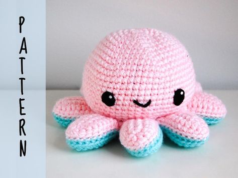 PATTERN: Crochet Reversible Octopus Pattern | Etsy Crochet Reversible Octopus, Crochet Reversible, Easy Crochet Patterns For Beginners, Reversible Octopus, Octopus Pattern, Octopus Crochet Pattern, Crochet Whale, Unique Crochet Patterns, Whale Pattern