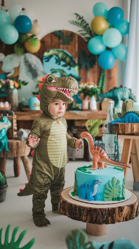 kid wearing dinosaur costume at a dino-themed birthday party Dinofour Birthday Party Ideas, 3rd Bday Party Ideas Boys, Three Year Old Birthday Party Girl, Third Birthday Party Themes, 5 Year Birthday Party Ideas, Three Rex Birthday Party Boy, 3rd Birthday Theme Ideas, 5th Birthday Ideas For Boys, 4th Birthday Party For Boys