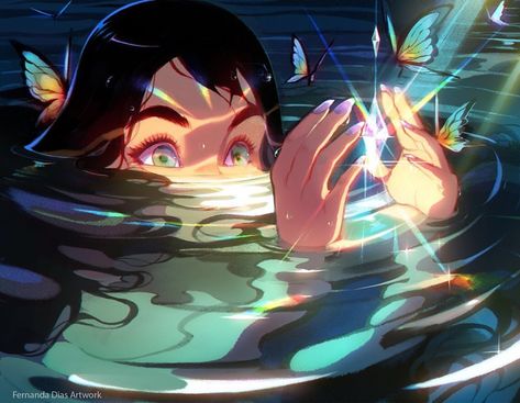 Darlene Aesthetic, Art Eyes Drawing, Dias Artwork, Mermaid Digital Art, Bunny Witch, 2d Rendering, Light Reference, Water Crystals, Water Spirits