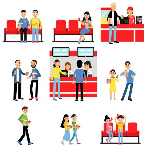 People going to the cinema or movie thea... | Premium Vector #Freepik #vector #people #cartoon #cinema #movie Cinema Movie Theater, Theatre Movie, Go To The Cinema, Movie Theatre, Vector People, Marketing Flyers, Cartoon People, The Cinema, Theatre Set