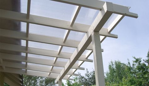 Plexiglass Pergola Roof. Perfect. Keeps you dry but still lets bright light into the house. Some day! Pergola Diy, Corrugated Roofing, Patio Pergola, Porch Roof, Pergola Lighting, Pergola Attached To House, Pergola Design, Wooden Pergola, Backyard Pergola