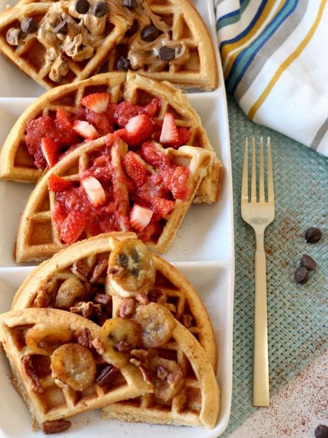 Kodiak Waffles • Cooking with Kim Kodiak Waffles, Plant Based Pancakes, Buttermilk Waffles Recipe, Kodiak Cakes Recipe, Belgian Waffles Recipe, Protein Waffles, Waffle Bar, Waffle Cake, Waffle Recipe