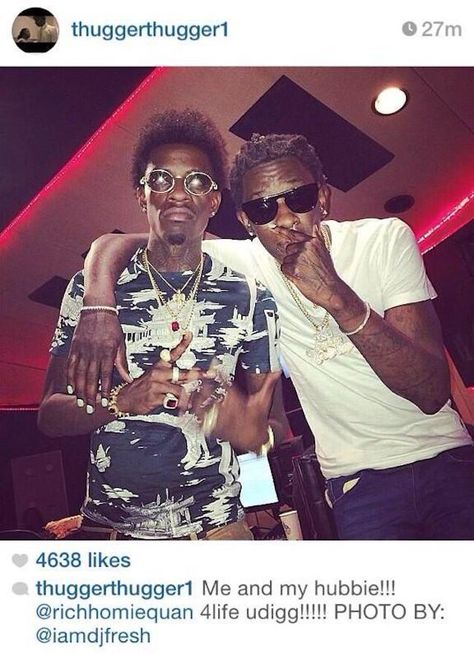 Young thug and rich homie quan Young Thug Quotes, Future And Drake, Rich Gang, Rich Homie Quan, Thug Quotes, Nicki Minaj Photos, Black Couples Goals, Rap Aesthetic, Young Life