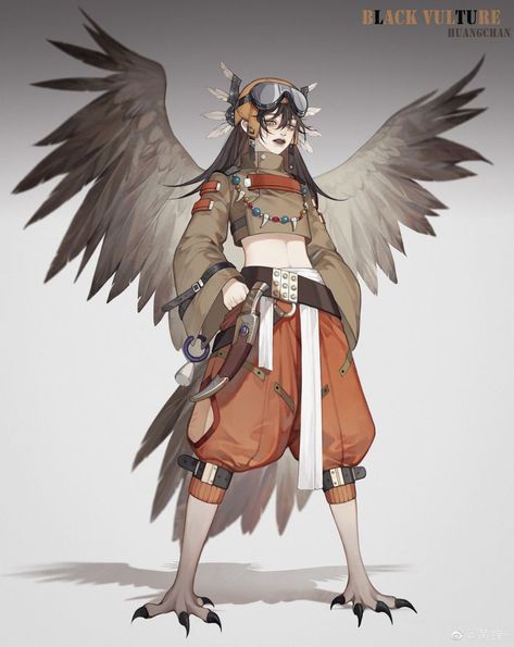 Avian Oc Design, Human Griffin Hybrid, Hawk Humanoid, Avian Character Outfits, Bird Human Hybrid Character Design, Bird People Oc, Harpies Character Design, Falcon Character Design, Harpy Dnd Character