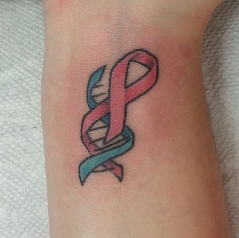 This is a tattoo from another BRCA sister. I absolutely love it!! Brca1 Positive, Gene Tattoo, Awareness Tattoos, Pink Ribbon Tattoos, Charity Ideas, Gene Mutation, Mastectomy Tattoo, Awareness Tattoo, 2 Tattoo