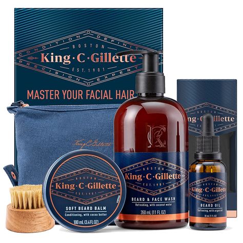 King C. Gillette Men's Beard Care Gift Set, Beard Wash, Beard Oil, Beard Balm Price: $40.94 ($3.72 / Fl Oz) Soft Beard, Face Wash For Men, Best Beard Oil, Mens Face Wash, Beard Care Kit, Men's Facial Hair, Beard Kit, Beard Wash, Hair Cleanse