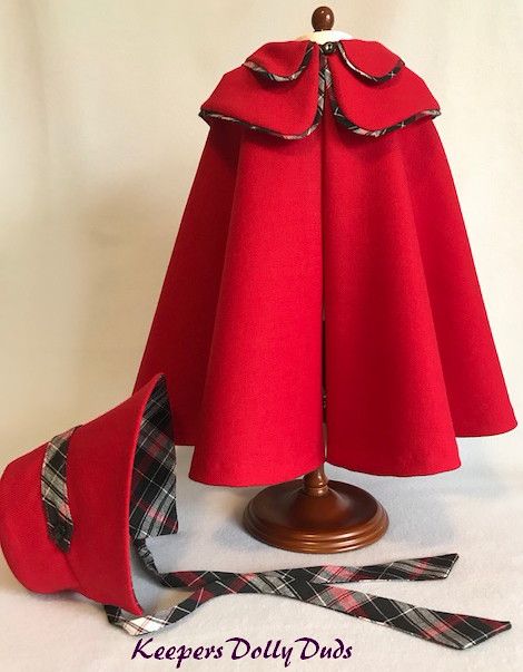 American Girl Doll Costumes, Bonnet Pattern, American Girl Doll Clothes Patterns, Doll Clothes Pattern, Sewing Doll Clothes, Wool Cape, Doll Costume, Clothes Pattern