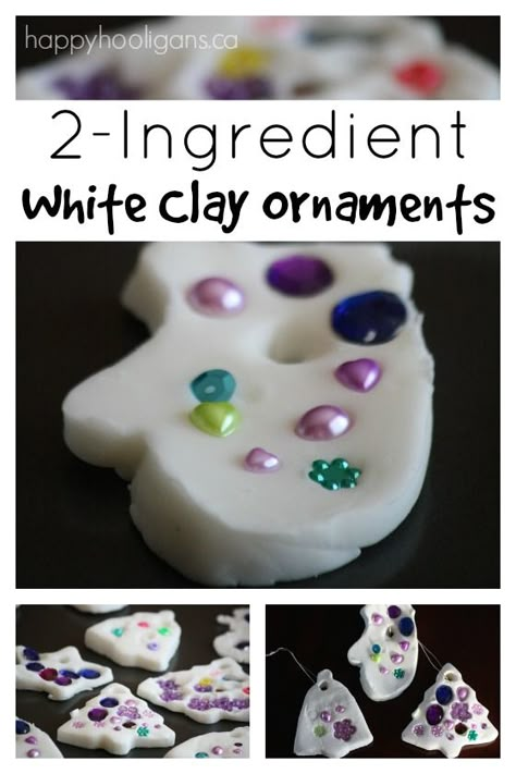 White Clay Ornaments, Diy Dough, Plaster Projects, Happy Hooligans, Christmas Preschool, Clay Dough, Kids Christmas Crafts, Homemade Clay, Christmas Crafts For Toddlers