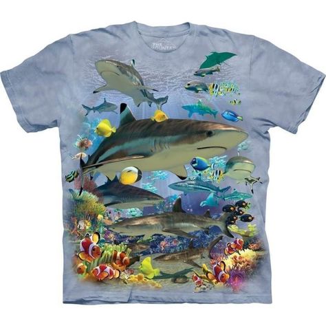 Mountain Shirts, Sharks For Kids, Mountain Tee, Reef Shark, Shark Fishing, Mountain Tshirt, Mountain Shirt, Shark T Shirt, Bold Art