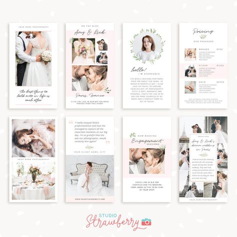 Instagram story templates for wedding photographers Pricing Templates, Photography Templates, Pinterest Templates, Instagram Wedding, Template Instagram, Photoshop Template, Picture Collage, Wedding Story, Instagram Story Template