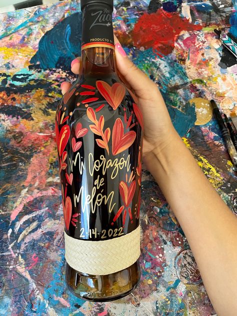 Painted Whiskey Bottles, Bridal Balloons, Custom Champagne Bottle, Engagement Balloons, Bottle Decorations, Balloons Wedding, Hand Painted Wine Bottles, Champagne Gift, Hand Painted Bottles