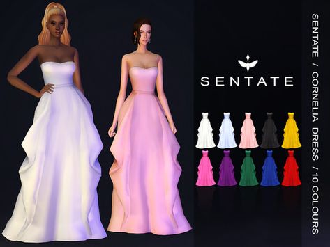 Sentate's Cornelia Gown Sims 4 Wedding Dress, Sims 4 Cc Clothes, Prom Dress Gown, Makeup Cc, Sims 4 Mm Cc, Sims Building, Sims 4 Dresses, Sims 4 Mm, Look Formal