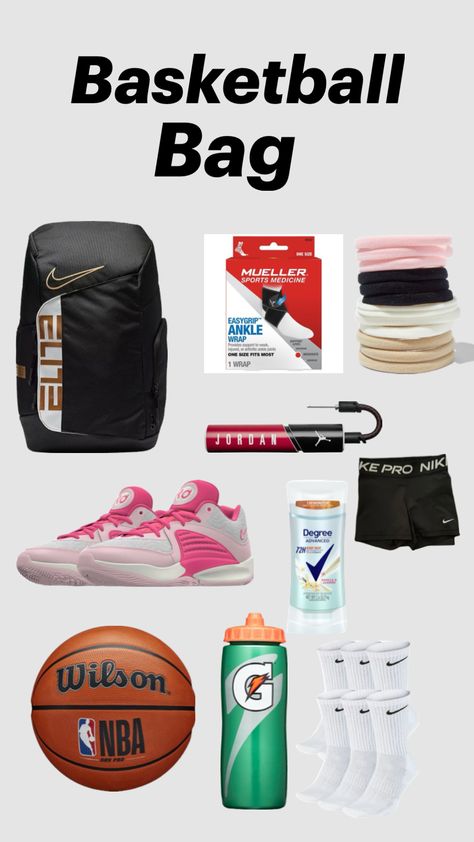 What’s In My Basketball Bag, Basketball Must Haves, Basketball Bag Essentials, Basketball Essentials, Basketball Outfits, Basketball Backpack, Basketball Stuff, Basketball Bag, Preppy Things