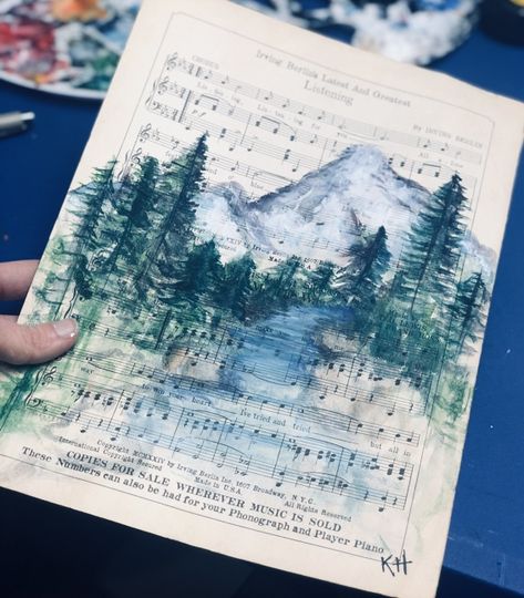 Hymn Painting, Hymn Artwork, Hymn Crafts, Artsy Doodles, Hymnal Art, Sheet Music Tattoo, Hymnal Crafts, Sheet Music Crafts, Hymn Art