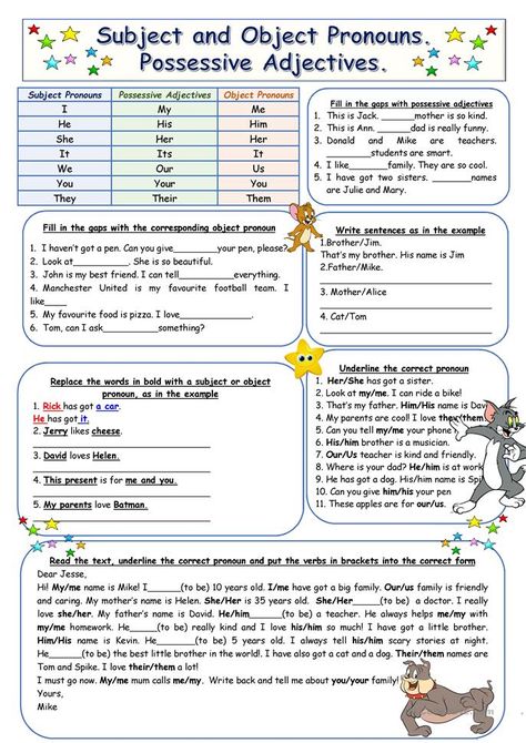 Subject And Object Pronouns, Pronouns Exercises, English Pronouns, Personal Pronouns Worksheets, Pronoun Activities, Subject Object, Possessive Adjectives, Possessive Pronoun, Object Pronouns