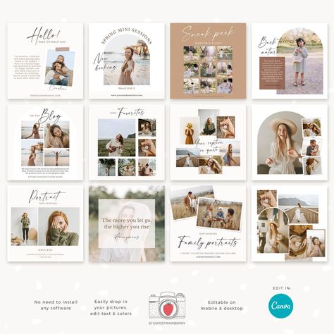 Picture Templates Instagram, Photographer Introduction Post, Photographer Instagram Feed, Photography Instagram Feed, Photography Account, Photo Arch, Diy Photo Book, Album Layout, Photographer Instagram