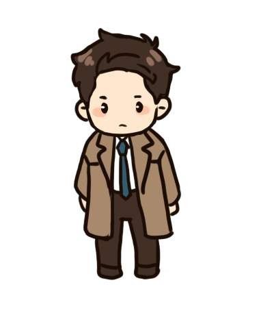 Castiel Cute Fan Art, Cute Castiel Fanart, Supernatural Cartoon Drawings, Castiel Fanart Supernatural, Supernatural Doodles, Castiel Supernatural Fanart, Dean Winchester Drawing, Castiel Drawing, Supernatural Chibi