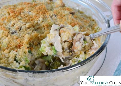 We created the following casserole using Thanksgiving leftovers and you can customize it with whatever leftover meat and veggies you have in your fridge. Turkey Mornay Casserole, or will it be Veggie Mornay Casserole? You decide! Follow our recipe here: https://www.yourallergychefs.com/roasted-turkey-mornay-casserole/ #Celebratingfoodsallergenfree Turkey Divan, Allergy Friendly Snacks, Chicken Divan Casserole, Chicken Divan Recipe, Best Chicken Casserole, Chicken Divan, Chicken Broccoli Casserole, Recipe Ground Turkey, Empanada Recipe