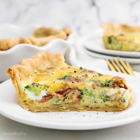 Broccoli Cheddar Quiche with Bacon Fluffy Quiche, Breakfast Quiche Bacon, Bacon Cheese Puffs, Puff Pastry Quiche, Quiche With Bacon, Bacon Quiche Recipe, Broccoli Cheddar Quiche, Christmas Breakfast Ideas, Cheddar Quiche