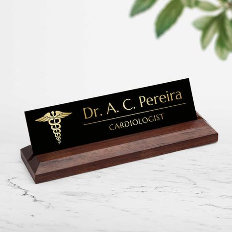 Doctor Office Design, Wooden Lamps Design, Personalized Desk Name Plate, Office Desk Name Plates, Signage Board, Desk Plates, Name Plate Design, Personalized Desk, Desk Name Plate