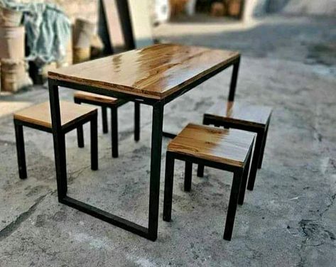 Kursi Bar Cafe, Kursi Cafe Besi, Wooden Table Restaurant, Fashion Store Design, Pallet Chair, Kursi Bar, Balcony Grill Design, Breakfast Bar Kitchen, Industrial Design Furniture