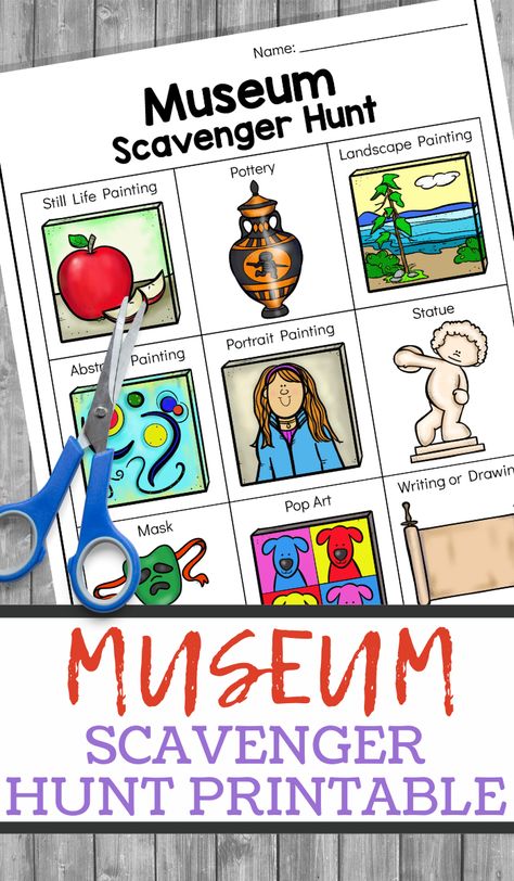 Preschool Museum Activities, Art Museum Scavenger Hunt, A Night At The Museum Theme, Art Scavenger Hunt, Museum Activities For Kids, Museum Kids Activities, Museum Scavenger Hunt, Museum Craft, Museum Activities