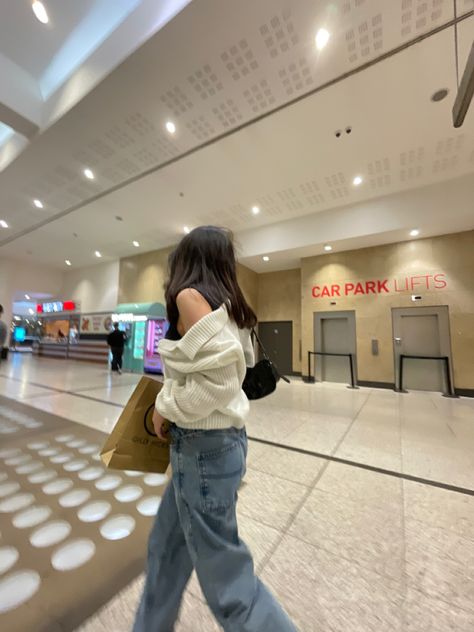 Dubai Mall Outfit, Mall Aesthetic Pics, Car Park Pics, Mall Pics, White Cardigan Outfit, Park Pics, Dubai Outfits, Mall Outfit, Boy Walking