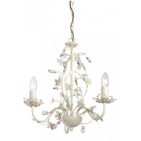 Endon Lighting Lullaby 3 Light Ceiling Fitting in Cream Gold Finish French Lighting, Elegant Pendant Lighting, Flower Chandelier, Small Pendant Lights, Small Chandelier, 3 Light Chandelier, 3 Light Pendant, Led Lamps, Dimmable Lamp