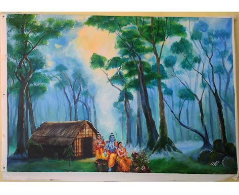 Ram sita lakshman Happy ram Navami Ram Sita Water Colour Painting, Ram Sita Painting Canvas, Lakshman Ramayana, Temples Drawing, Sree Ram, Jai Sri Ram, Rama Sita, Ram Navmi, Temple Drawing